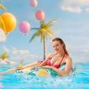 4 Pack Pool Floats Adult,OKSUWATER Pool Floaties for Adults with Two Cup Holders Inflatable Pool Floats Chairs, Lake Floats for Adults Applies to Water Play Party