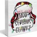 3 x Funny Christmas Vacation Wooden Sign Decor - 'You Serious Clark' Block Sign for Table Shelf - Holiday Decorations 5 x 5 Inch