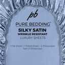 Pure Bedding Satin Sheets Full [4-Piece, SkyBlue] Hotel Luxury Silky Bed Sheets - Extra Soft 1800 Microfiber Sheet Set, Wrinkle, Fade, Deep Pocket Fitted Sheet, Flat Sheet, Pillow Cases