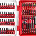 42Pieces Impact Screwdriver Bits Set, Magnetic S2 Steel Phillips/Slotted/Square/Torx Insert Power Bits Tips, Impact Bit Holder with Red Storage Box Case
