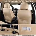 Car Seat Covers Full Set, Breathable Leather Automotive Front and Rear Seat Covers & Headrest, Universal Automotive Vehicle Seat Cover for Most Sedan SUV Pick-up Trucks, Beige