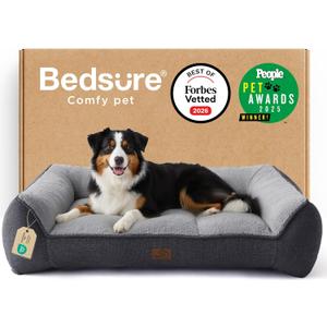 Bedsure SupportMax™ XL Pro Orthopedic Dog Beds Large Sized Dog - As Seen on TV Extra Thick Supportive Dogs Couch with Waterproof Washable Cover, Extra Large Comfort Pet Sofa with Sherpa, Grey, 33" x 45"