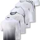 5 Pack Mens Active Quick Dry Crew Neck T Shirts | Athletic Running Gym Workout Short Sleeve Tee Tops Bulk (Medium)