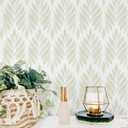 Sage Green Peel and Stick Wallpaper Boho Green Contact Paper Self Adhesive Neutral Removable Wallpaper for Bedroom Bathroom Waterproof Modern Leaf Contact Paper Farmhouse White 197inL 17.3inW