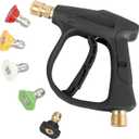 Sooprinse High Pressure Washer Gun,3000 PSI Max with 5 color quick connect Nozzles M22-14 hose connector 3.0 TIP (Black)