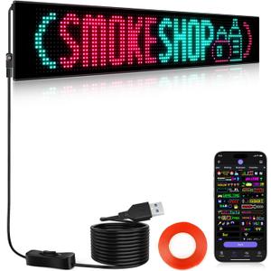 KJOY 58”X8” Huge Bright Programmable LED Sign, Full Color Custom LED Sign, Flexible Digital Scrolling LED Display for Business Store