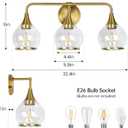 Gold Bathroom Vanity Light 3-Lights Bathroom Light Fixtures Over Mirror with Clear Glass Shade 22.4 inch Wall Sconce Lighting Bath(Exclude E26 Bulb)