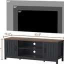 ChooChoo 54" Farmhouse TV Stand for TVs up to 65 inches, Entertainment Center with Storage Cabinets, Open Shelves and Fluted Door, TV Console Table for Living Room, Bedroom, Black
