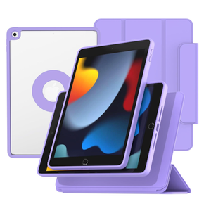 ZENLU iPad 9th 8th 7th Generation Magnetic Case with Removable Folio Cover, Premium Semi-Silicone Leather, Vertical Stand, Clear Back, Smart Sleep/Wake, Full Protective Case for 10.2" iPad (Purple)