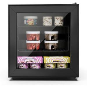 1.1 Cu Ft Mini Freezer Display Freezer with LED Light 2 Removable Shelves 7 Temperature Settings -8F to 14F Perfect for Liquor and Ice Cream