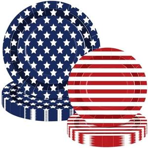 Mumufy 100 Pack 4th of July Paper Plates Patriotic Paper Plates American Flag for Patriotic Party, Independence Day Dessert Party Favors for Veterans Day Election-day Memorial-day