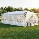 10x30 Canopy Tent Party Tent with 8 Sidewalls, White