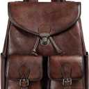 Women Vintage Genuine Leather Backpack Purse Fashion Rucksack Practical and Stylish Retro Daypack Bag (Coffee) One_Size