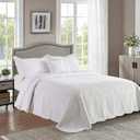 HoneiLife California King Quilt - Oversized King Bedspreads 120x120, 4-Piece Cal King Quilt Sets,Rustic Bedding Sets King Size,Reversible Coverlets Lightweight Bed Cover for All Season Use-White