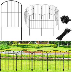 Decorative Garden Fence 24in (H) x 12.5ft (L), 12 Panels No Dig Garden Fencing Animal Barrier for Dogs Rabbits Arched Flower Bed Edging, Metal Wire Border Panel for Outdoor Patio Yard Decor