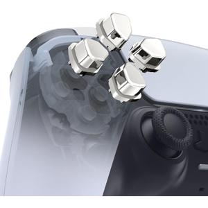 eXtremeRate Ergonomic Split Dpad Buttons (SDP Buttons) for PS5 Controller, Chrome Silver Independent Dpad Direction Buttons for PS5 Edge, for PS4 All Model Controller - Controller NOT Included
