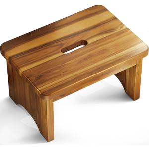 Wooden Step Stool, 9'' One Step Stool for Adults, Wooden Beside Step with 550 Lbs Load Capacity, Heavy Duty/Portable/Nonslip/Durable Construction Safe Step for Bedroom/Kitchen (Warm Acacia)