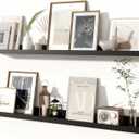 Fun Memories Picture Ledge Shelves Set of 2, 36 Inch Rustic Wall Mounted Floating Shelves with Lip for Home Storage and Dcor in Bathroom, Kitchen, Nursery, Bedroom, Living Room, Black