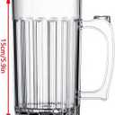 23oz Plastic Beer Mugs with Handle Set of 2, Reusable Clear Beer Stein Drinking Cups for Party Bar Home Hotel, Perfect for Cocktail Juice Beverages