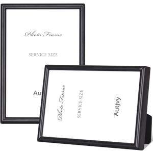 4x6 Picture Frame Matte Black Modern Simple Thin Aluminum Metal Photo Frame with HD Real Glass, Display for Tabletop and Wall Collage (2 Pack)