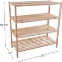 Shoe Storage Rack - 4-Tier Wood Shoe Organizer for Closet, Bathroom, Entryway - Footwear Shelf Holds 12 Pairs Sneakers or Boots by Lavish Home (Light Oak), 25 inches x 26.25 inches x 10 inches