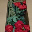 50 PCS Fake Red Roses, Artificial Red Flowers Bulk Realistic Silk Faux Rose with Stems for Wedding Decoration Anniversary Bridal Bouquet DIY Floral Arrangement Romantic Home Decor Gifts