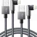 90 Degree iPhone Charger 6FT 2Pack [Apple MFi Certified] Right Angle USB to Lightning Cable Braided Fast Charging Cord for iPhone 14,13,12,11,8,7,6,6s,5,5s,SE,XR,XS,X,iPad,iPod,AirPods - Black