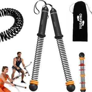 2 x Adjustable Ropeless Battle Ropes for Home Gym for Men & Women, Quiet Air Resistance Heavy Duty Cordless Battle Rope,Exercise Ropes with Variable Resistance, Strength & Low-Impact Cardio for HIIT