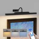 Dimmable Cordless Picture Light for Wall 16n, 5000mAh Rechargeable Battery Wall Sconce Art Light, CRI 95+ 350LM Wall Light for Gallery Artwork, Paintings, Photo, Portraits - Black