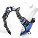 HEELE Dog Harness, No Pull Dog Harness Medium, Release on Neck, Reflective Adjustable Dog Harness with Front Back 2 Leash Attachments and Soft Padded Control Handle for Dogs Walking Training, Blue