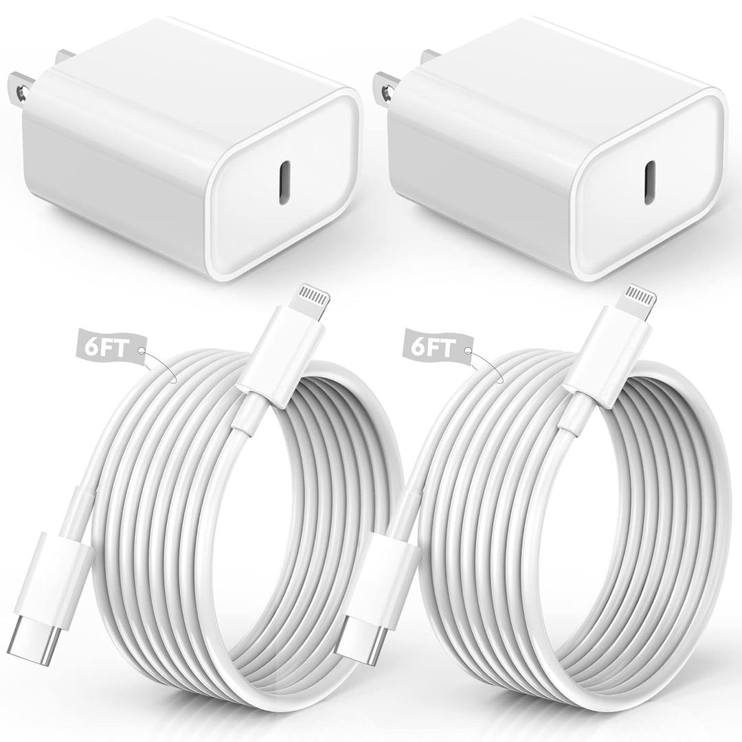 iPhone Charger Fast Charging,iPhone Fast Charger 2Pack Type C Fast Charger Block Plug Adapter 6FT USB-C to Lightning Cable Cord for iPhone14/13/13 Pro/12 Pro/12 Pro Max/11/Xs Max/XR/X/SE,iPad, AirPods
