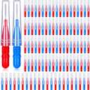 BBTO 100 Pcs Braces Dental Brush Flosser for Cleaner Interdental Brush Toothpick Tooth Flossing Head Oral Dental Toothpick Cleaners Cleaning Tool(Red and Blue)