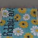 Spring Summer Flower Bee Happy Kitchen Rugs Set of 2, Live Happy Sunflower Floral Blue Kitchen Mats Decor, Seasonal Floor Door Mat Home Decorations -17x29 and 17x47 Inch