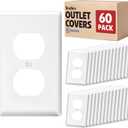 60 Pack Outlet Covers Bulk, Light Switch Cover Plate Standard Size 1-Gang 4.50" x 2.75", Duplex Wall Plates, Outlet Covers Wall Plate, Polycarbonate Thermoplastic, White