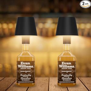 2 Pack LED Bottle Lamp 5500mAh Battery Portable Table Lamp Cordless IP54 Waterproof Wine Bottle Light for Outdoor Dining Bedroom Black