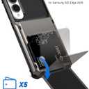 TOPAUX for Samsung S25 Edge Wallet Case/Galaxy S25 Edge Wallet Case Card Holder 1 to 5 Credit Card ID Slot Flip Cover Secure Back Pocket Dual Layer Anti-Scratch Protective Shell Hard Bumper Gunmetal