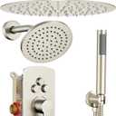 Dasan Rainfall Full Body Shower Faucet System with 12'' Round Shower & 6'' Shower Head,Brushed Nickel Dual Shower Head Faucets Set with Handheld & Valve, Double Shower Head System for Couples/2-Person