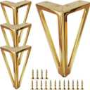 6 Inch Gold Metal Furniture Legs Set of 4, Heavy Duty Sofa/Cabinet/Table Feet, Golden Couch Feet Replacement