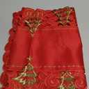 Grelucgo Embroidered Christmas Holiday Holly Tree Table Runner, Dresser Scarf, Rectangular 16 x 72 Inch
