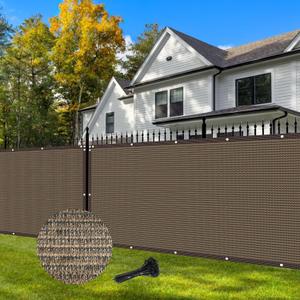 3×10FT Balcony Privacy Screen, Heavy Duty 180GSM Fabric Privacy Fencing, 90% Blockage, Outdoor Wind Blocker, Fence Covering Privacy for Porch, Backyard, Deck, Patio - Brown