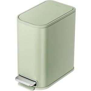 Cesun Small Bathroom Trash Can with Lid Soft Close, Step Pedal, 5 Liter / 1.3 Gallon Stainless Steel Garbage Can with Removable Inner Bucket, Waste Basket for Bathroom, Bedroom (Green)