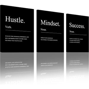 Unbruvo 3 Pieces Motivational Wall Decor-12x16 Inch Inspirational Wall Art, Motivation Canvas Wall Art Posters, Inspirational Framed Poster Prints for Living Room Bedroom Classroom Office