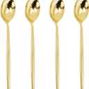 U-QE 180Pcs Gold Plastic Spoons, Disposable Heavy Duty Plastic Spoons, Heavyweight Plastic Spoons, Gold Plastic Silverware Perfect For Parties, Weddings and Other Daily Events