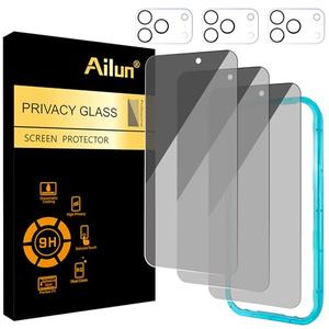 Ailun 3Pack for iPhone 17 Pro Privacy Screen Protector [6.3 inch]+ 3Pack Camera Lens Protector with Installation Frame,Dynamic Island Compatible,Anti Spy Tempered Glass[Not for iPhone 17/17ProMax/Air]