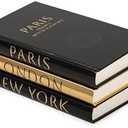 Decorative Books for Home Decor – Decorative Hardcover Display Faux Books for Bookshelf – Black and Gold Foiled Decor Books for Coffee Table – Fashion Designer Books Decor Set of 3 (Black and Gold)