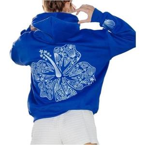 BONVEN Womens Y2k Graphic Cute Hoodies Oversized Long Sleeve Sweatshirts Trendy Casual Pullover Sweater Fall Outfits (Large, Blue)