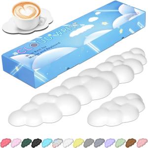 JIKIOU Upgrade Leather Cloud Keyboard Wrist Rest, Cloud Wrist Rest with Non-Slip PU Base, Comfortable Memory Foam Wrist Rest for Computer Laptop Mac Gaming Office and Pain Relief Wish New Year Gift (01white)