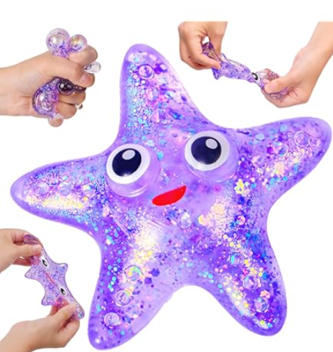 Squishy Starfish Stress Balls for Adults, Starfish Squishy Toys for Kids, Starfish Sugar Ball Sensory Fidget Toy, Slow Rise Malt Sugar Squishy Ball Squeeze Starfish Toy, Party Favors for Kids (Purple) 1Ct 12pcs