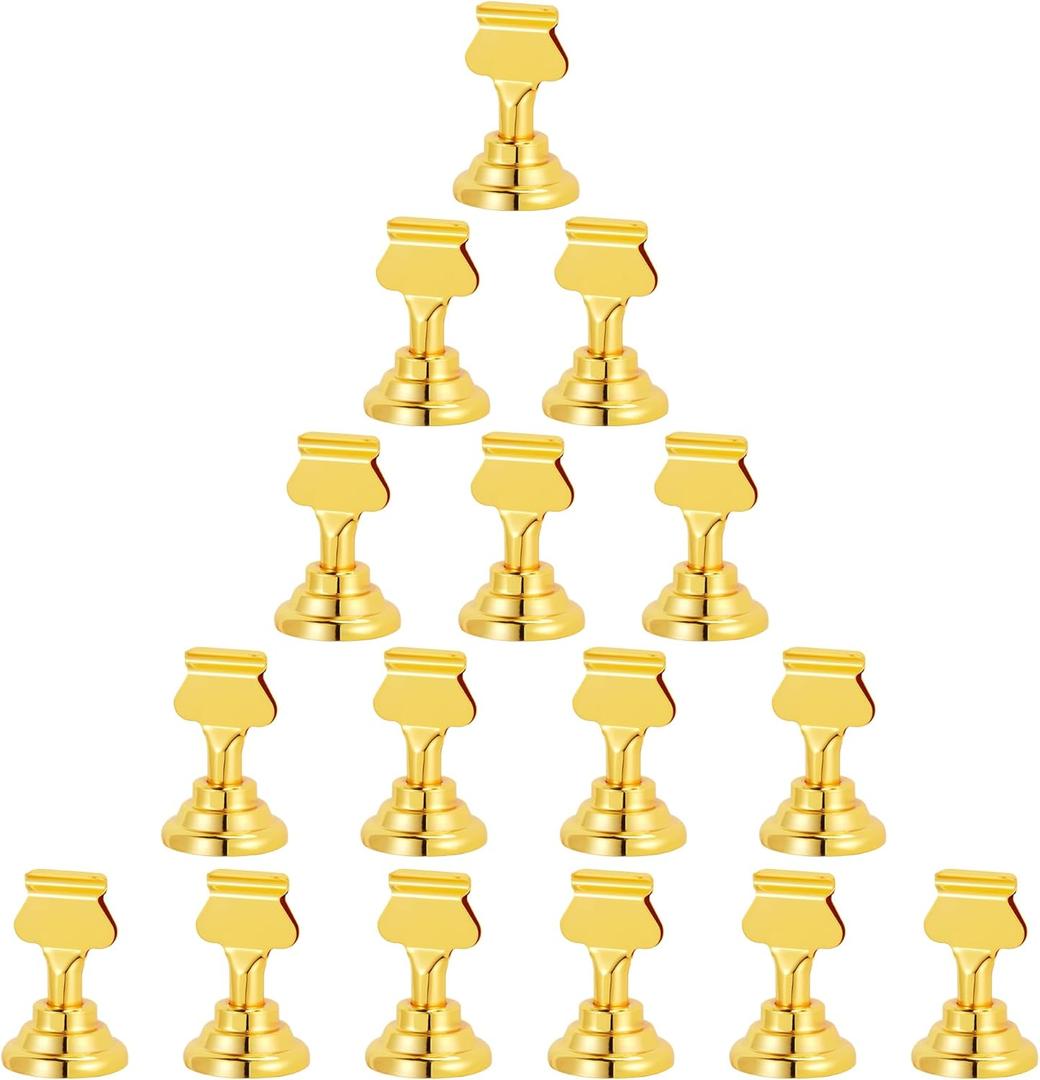 Urban Deco 16 Pieces Table Card Holder Place Card Holders 1.7 inches Gold Steel Card Holders for Photos, Food Signs, Memo Notes, Weddings, Restaurants, Birthdays (Gold)