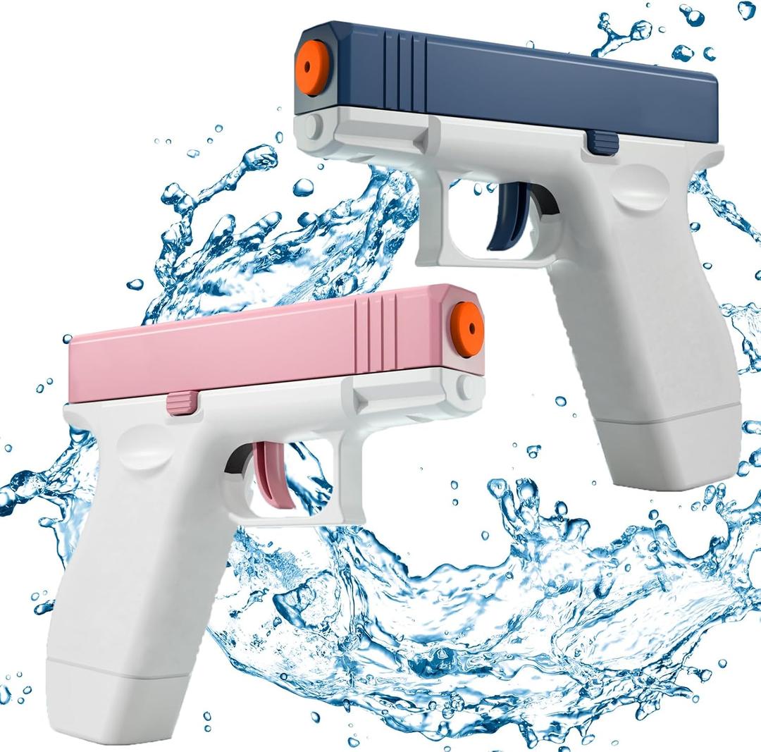 KANKOJO 2 Pack Water Guns Squirt Guns Water Soaker Gun Water Blaster for Summer Long Range Shooting Games Outdoor Toys Water Blaster Pistol for Boys Girl Kids Adults, Pink and Blue, CY001